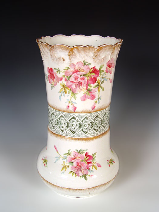 Appraisal: TURN OF THE CENTURY FLORAL DECORATED UMBRELLA STAND Unmarked measures