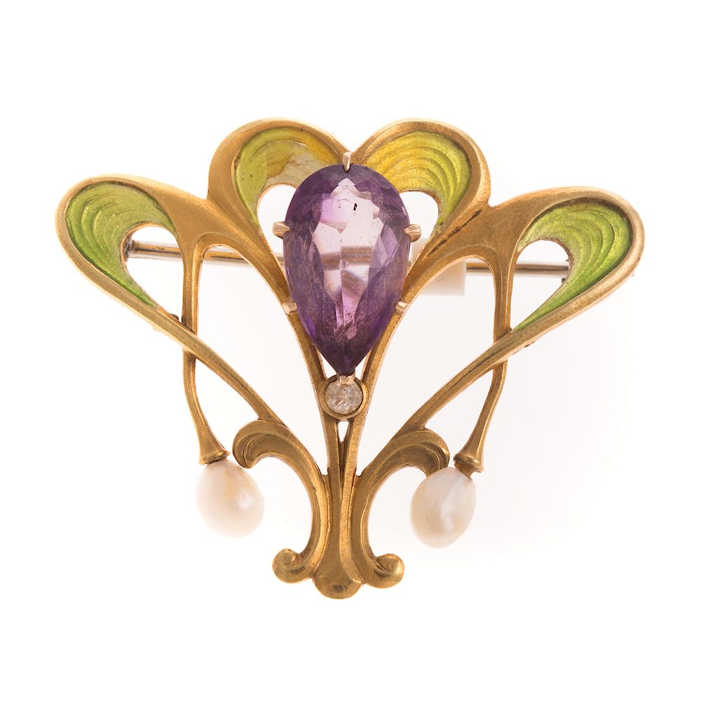 Appraisal: A Ladies Art Nouveau Enamel Brooch in K K yellow