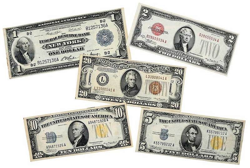 Appraisal: Group of U S Currency over notes experimental R and