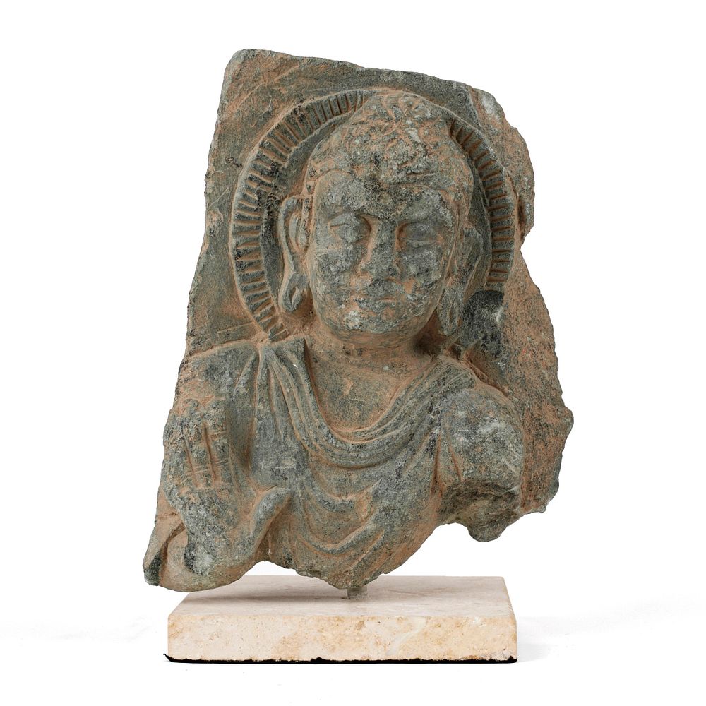 Appraisal: Gandharan Buddha Schist Stone Carving Gandharan Kushan schist stone carving