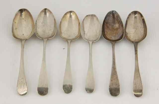 Appraisal: Six George III old English pattern table spoons various dates