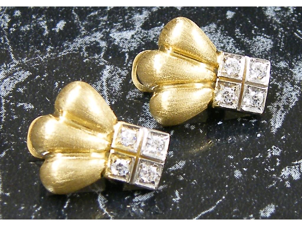 Appraisal: Pair of ct stone set two colour gold earrings gm