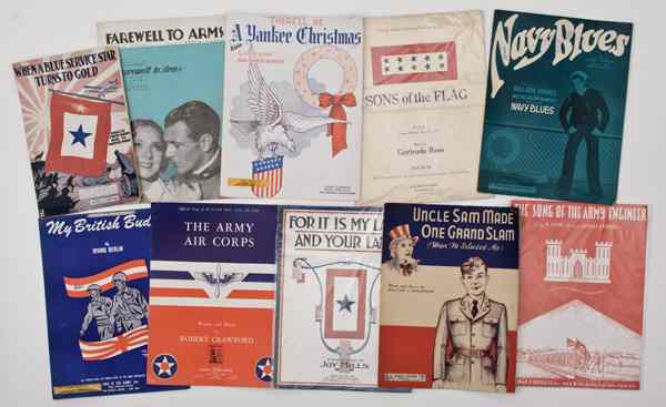 Appraisal: US WWII Sheet Music Assorted Titles Lot of Ten Titles