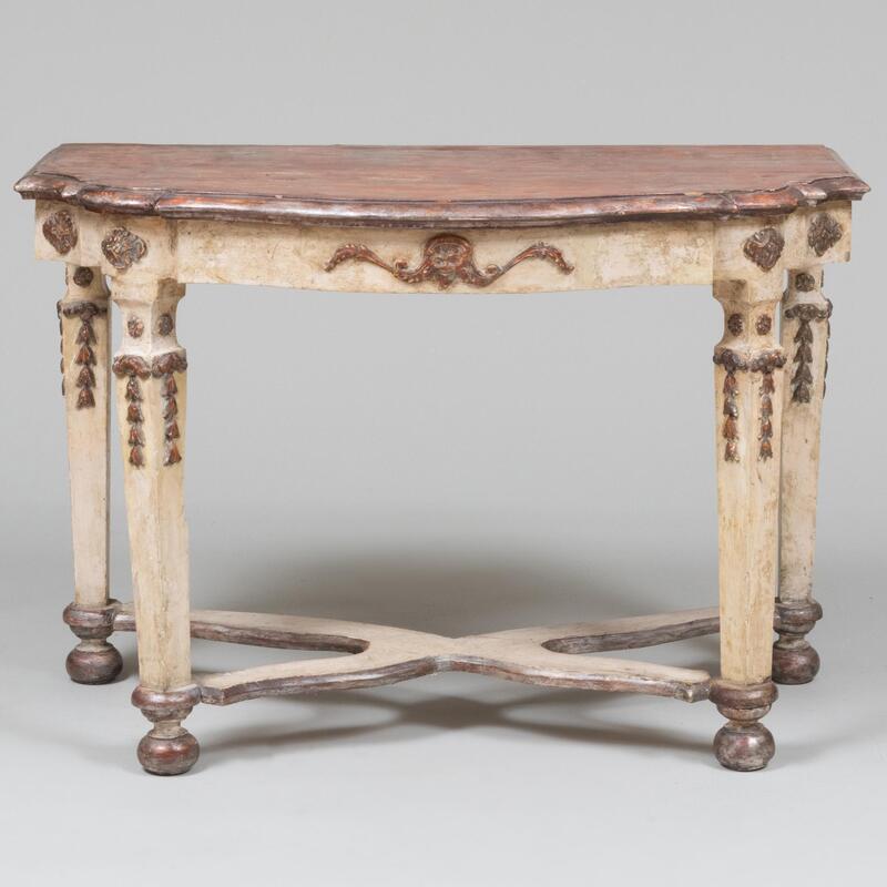 Appraisal: Italian Baroque Style Painted and Silvered-Gilt Console Table x x