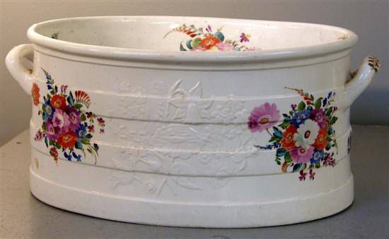 Appraisal: th century porcelain foot bath painted with flowers