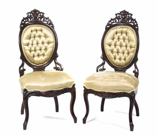 Appraisal: A Pair of Rococo Revival Side Chairs in the manner