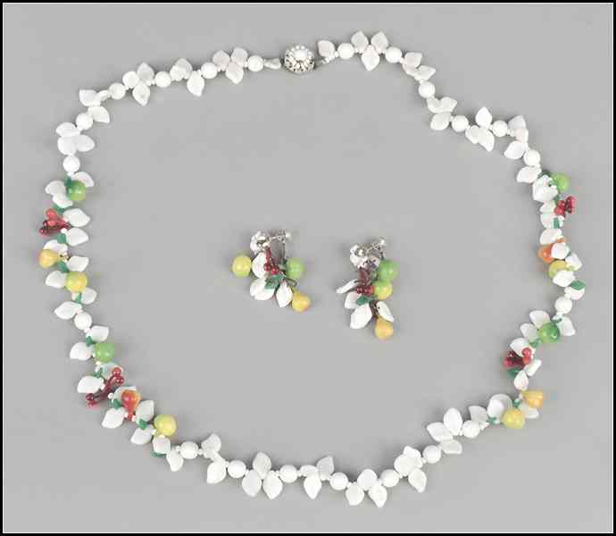 Appraisal: MIRIAM HASKELL 'FRUITS' DEMI-PARURE Comprised of a single strand necklace