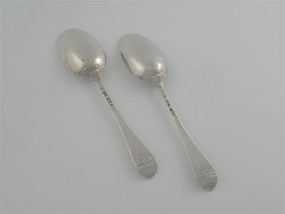 Appraisal: A pair of George II tablespoons initialled 'FF' one with