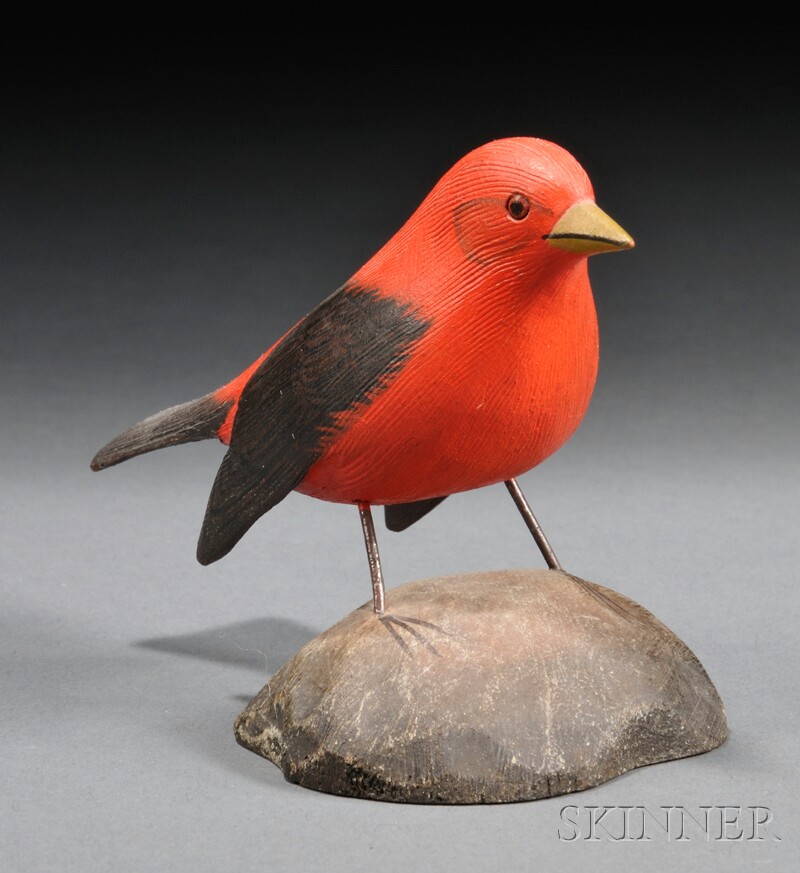 Appraisal: Jess Blackstone Miniature Carved and Painted Scarlet Tanager Figure New