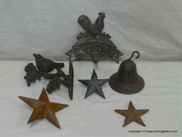 Appraisal: Lot of Six Cast Iron Indoor Outdoor Items - Decorator