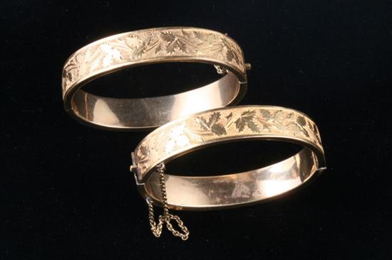 Appraisal: PAIR VICTORIAN CHASED YELLOW GOLD AND BLACK ENAMEL HINGED OVAL