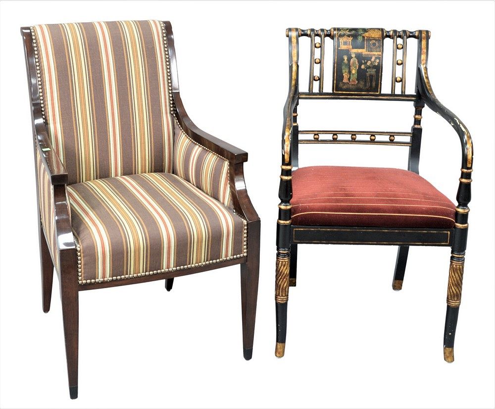 Appraisal: Two Arm Chairs one having chinoiserie decoration and the other