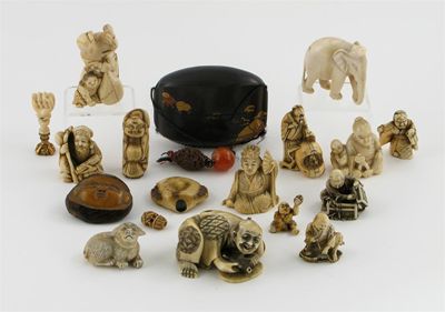 Appraisal: A collection of ivory bone and ceramic models of figures