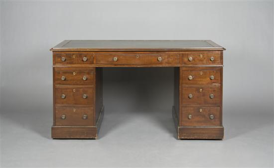 Appraisal: An English Mahogany Pedestal Desk Height x width x depth