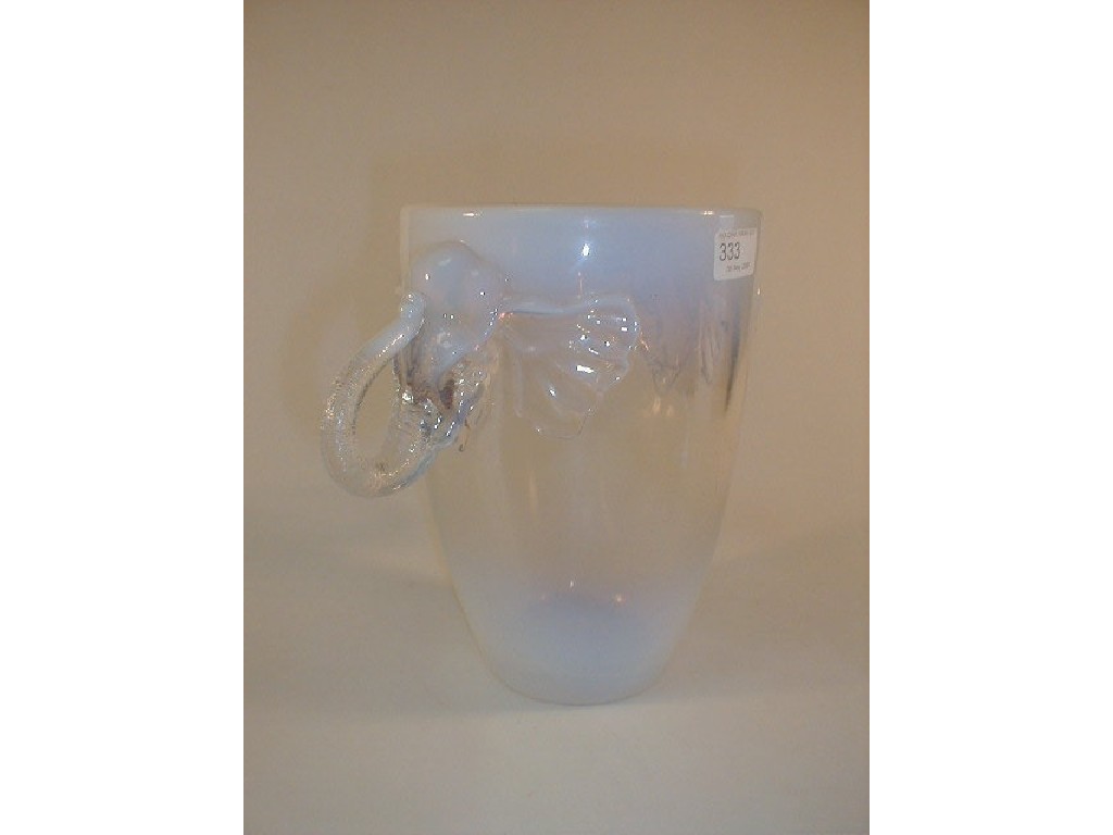 Appraisal: A French opalescent and clear glass tapering vase moulded with