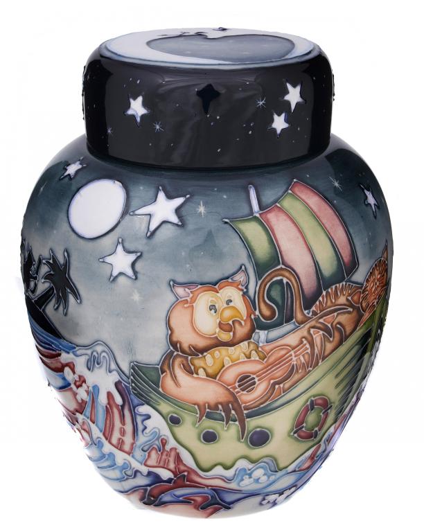 Appraisal: A MOORCROFT THE OWL THE PUSSYCAT GINGER JAR AND COVER