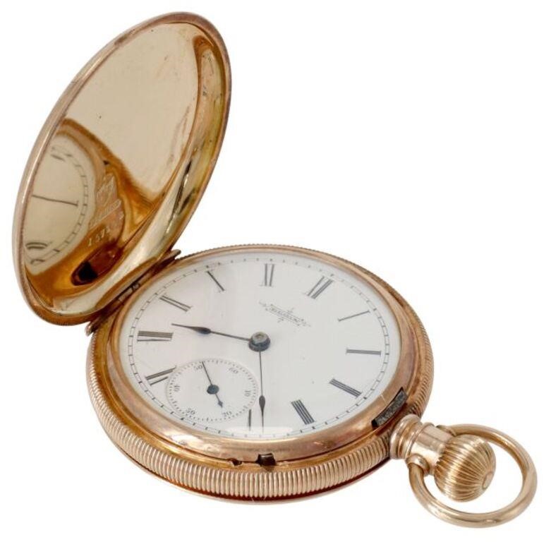 Appraisal: Fancy hunter cased Elgin pocket watch mfg Roman numeral dial