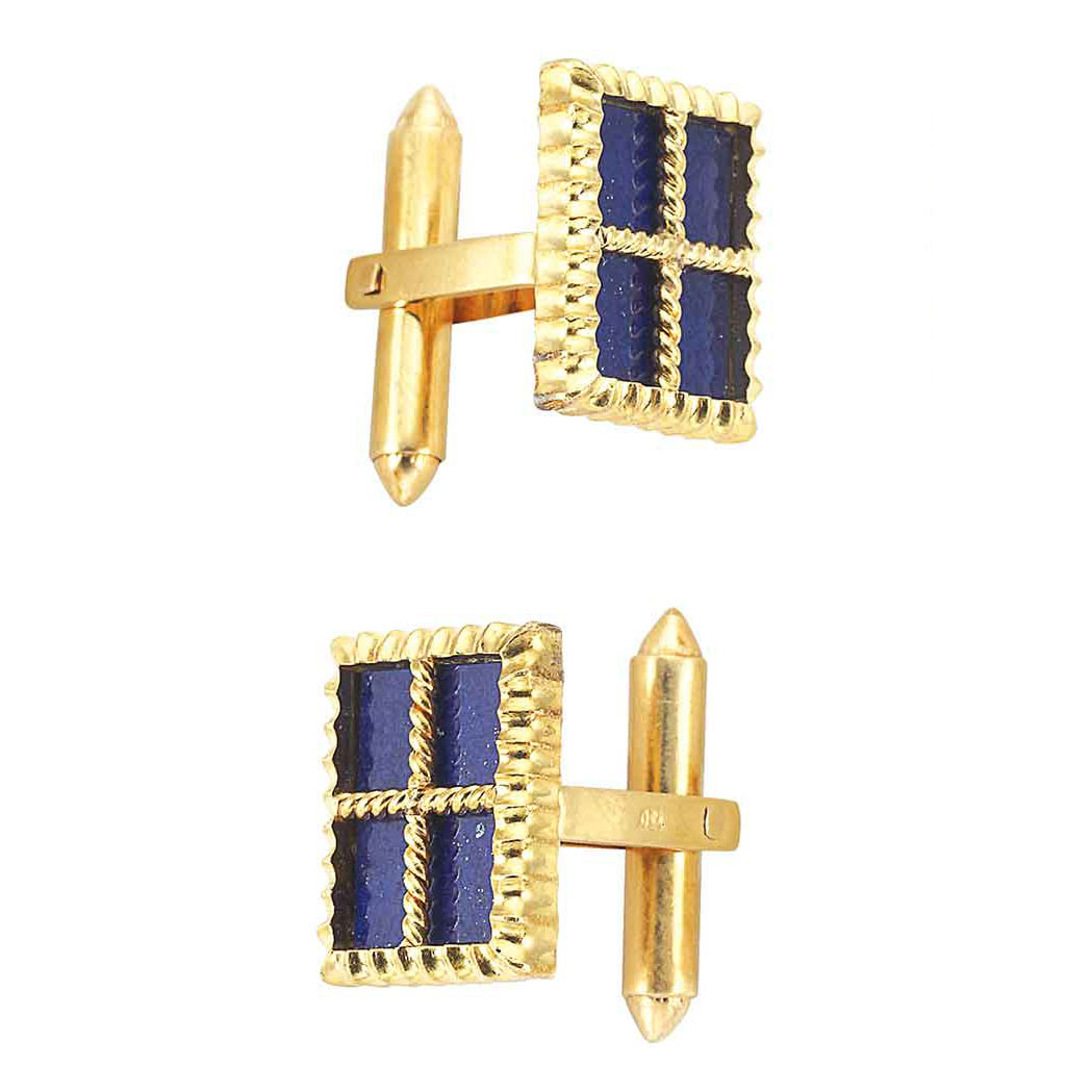 Appraisal: Pair of Gentleman's Gold and Lapis Cufflinks kt gold approximately