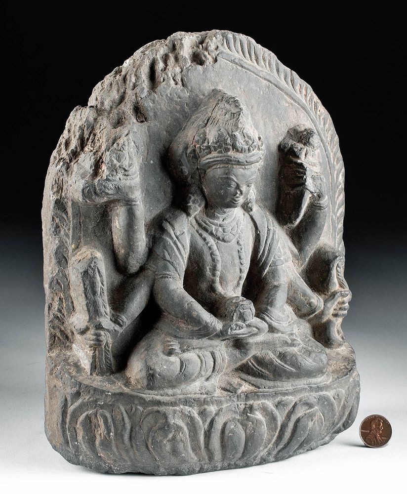 Appraisal: th C Nepalese Stone Stele Bodhisattva Manjushri Originally Listed At