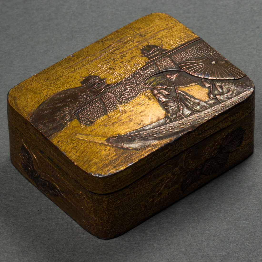 Appraisal: JAPANESE GILT METAL BOX Japanese gilt metal box w