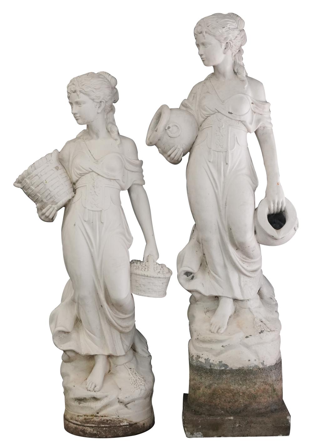 Appraisal: TWO GARDEN FIGURES OF REBECCApainted cast cement and inches high