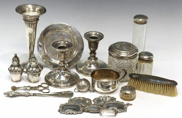 Appraisal: lot of English sterling silver and weighted silver highlights include