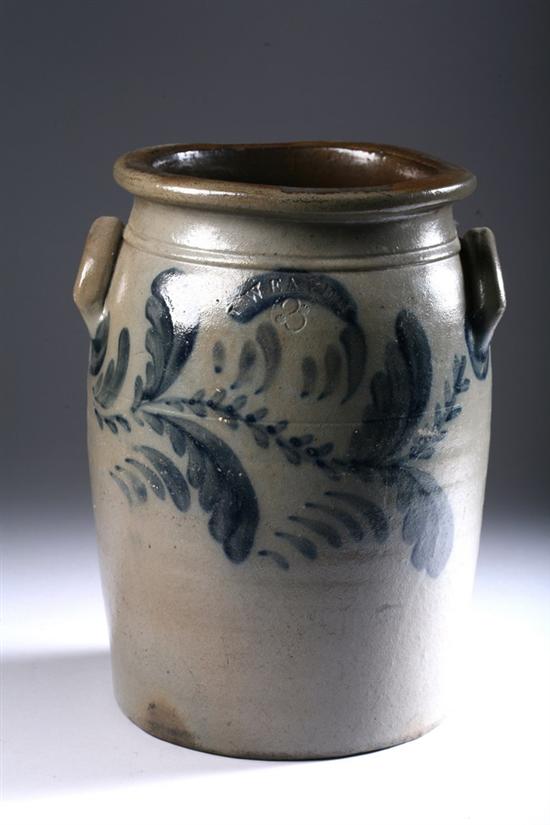 Appraisal: AMERICAN J WEAVER THREE-GALLON STONEWARE CROCK Beaver PA Cobalt decorated