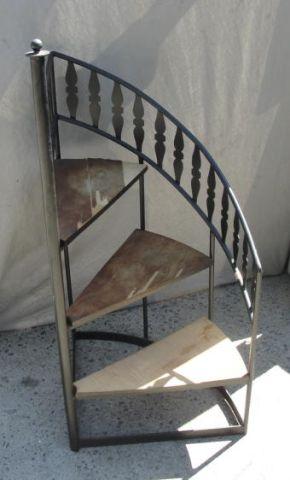 Appraisal: Stair Form Metal Plant Stand As is-veneer losses From a