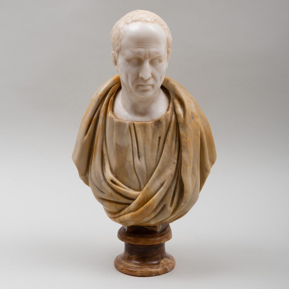 Appraisal: Italian Carved Marble Bust of Cicero Raised on an onyx