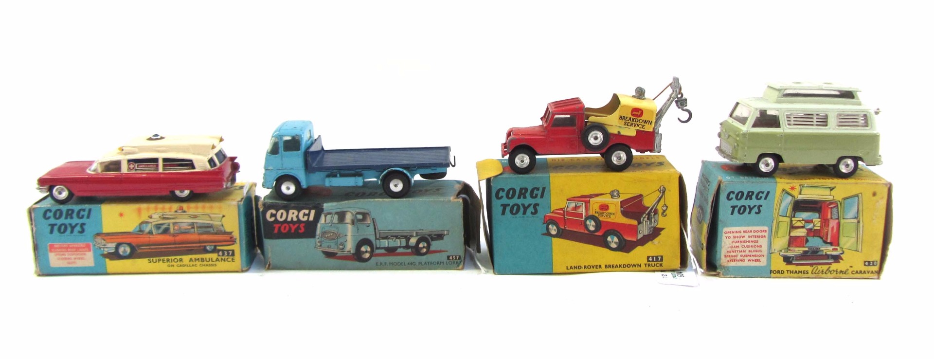 Appraisal: Four Corgi die-cast vehicles comprising Superior ambulance on Cadillac chassis