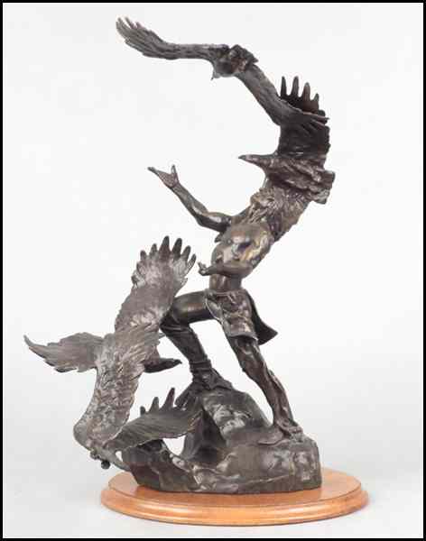 Appraisal: BUCK MCCAIN PATINATED BRONZE FIGURE OF 'SOARING SPIRITS' Height ''