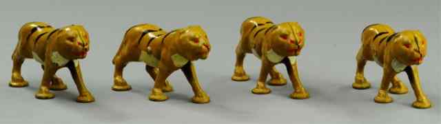 Appraisal: LOT OF FOUR TIGER FIGURES Hubley cast iron each well