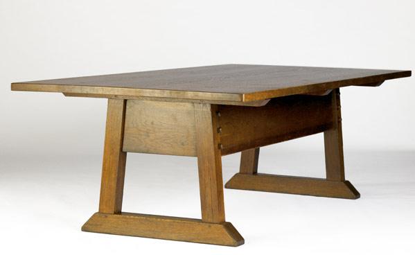 Appraisal: GUSTAV STICKLEY Directors dining table no with deep apron and