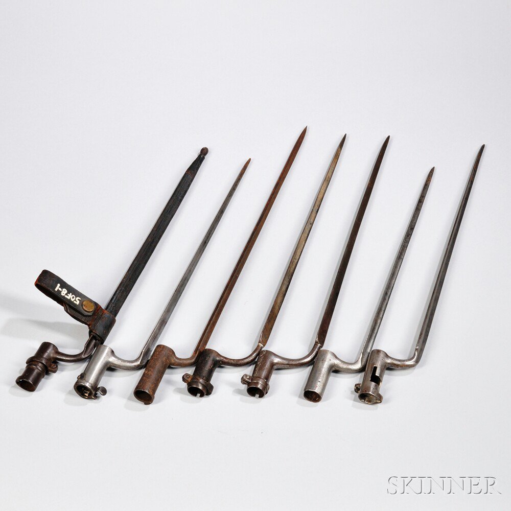 Appraisal: Seven European Socket Bayonets c th century several with locking