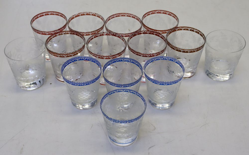 Appraisal: Lot Of Fine Quality Continental Etched Glasses To include eight