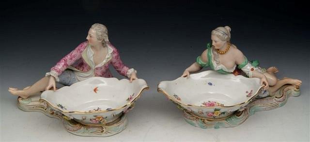 Appraisal: A PAIR OF MEISSEN PORCELAIN SWEET MEAT BASKETS in the