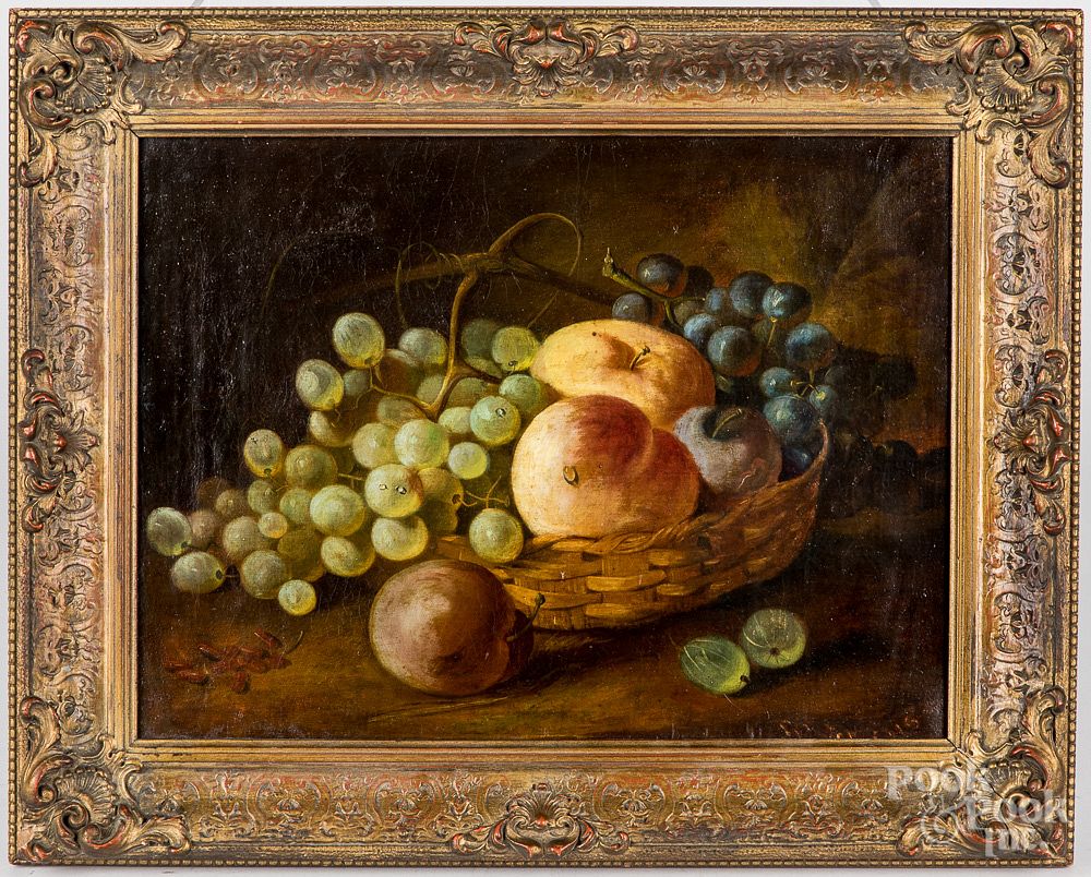 Appraisal: Oil on canvas still life with fruit Oil on canvas