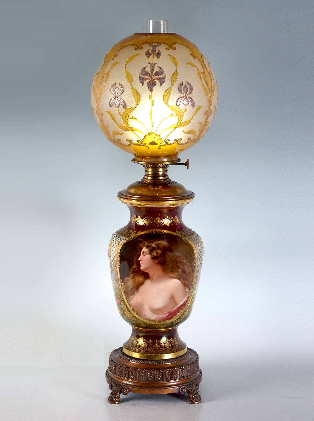 Appraisal: ERBLUTH'' ROYAL VIENNA SEMI-NUDE FIGURAL LAMP A well painted Semi-nude