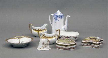 Appraisal: Eight English and Continental Porcelain Articles Including a matching cream