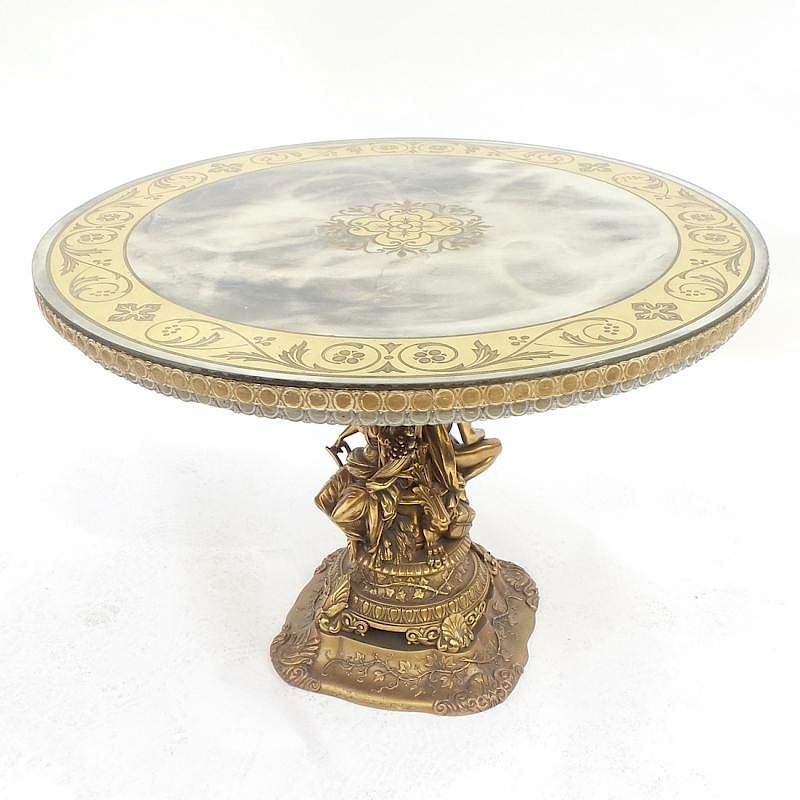 Appraisal: Mirrored Gilt Bronze Occasional Table Round mirrored bronze occasional low