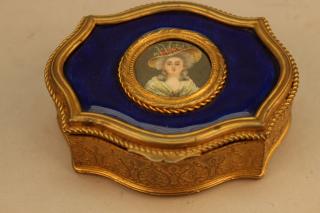 Appraisal: Antique Cobalt Bronze Jewelry Box with a hand painted oval