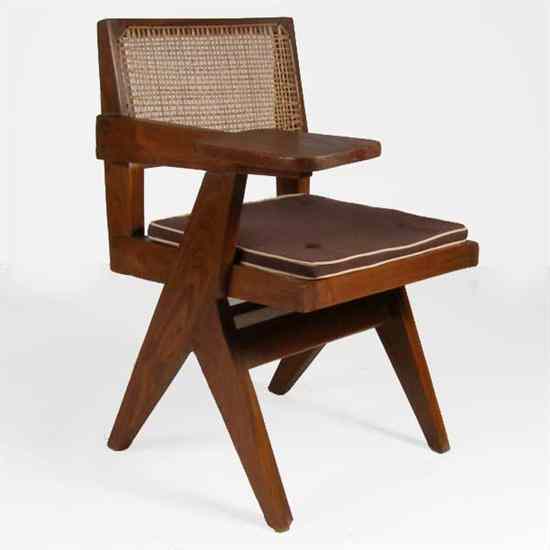 Appraisal: A Caned Teak Class Chair Pierre Jeanneret circa - having