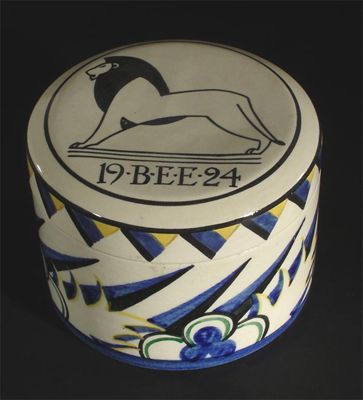 Appraisal: British Empire Exhibition' an Ashtead Pottery box and cover painted