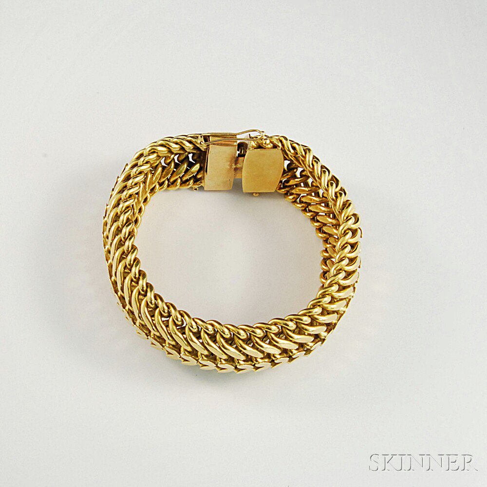 Appraisal: Flexible kt Gold Woven Bracelet stamped to inside of clasp