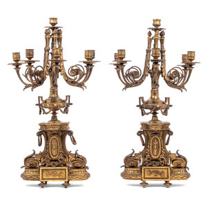 Appraisal: A Pair of Napoleon III Gilt Bronze Six-Light Candelabra th