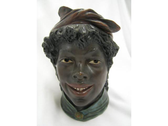 Appraisal: Black Americana Figural Tobacco Jar girl with earrings head scarf