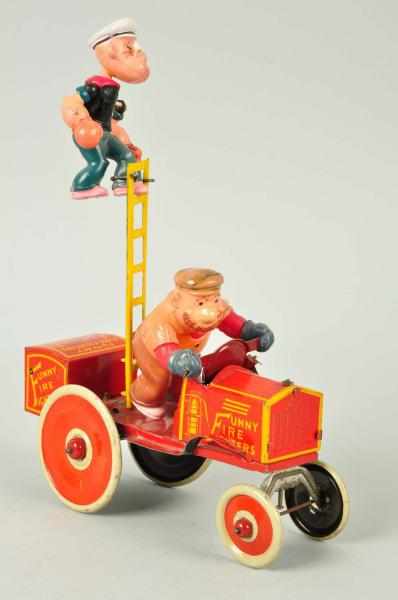 Appraisal: Tin Marx Popeye Funny Fire Fighters Wind-Up Toy Description American