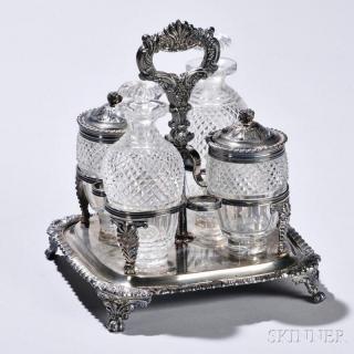 Appraisal: George III IV Sterling Silver Condiment Set London stand -