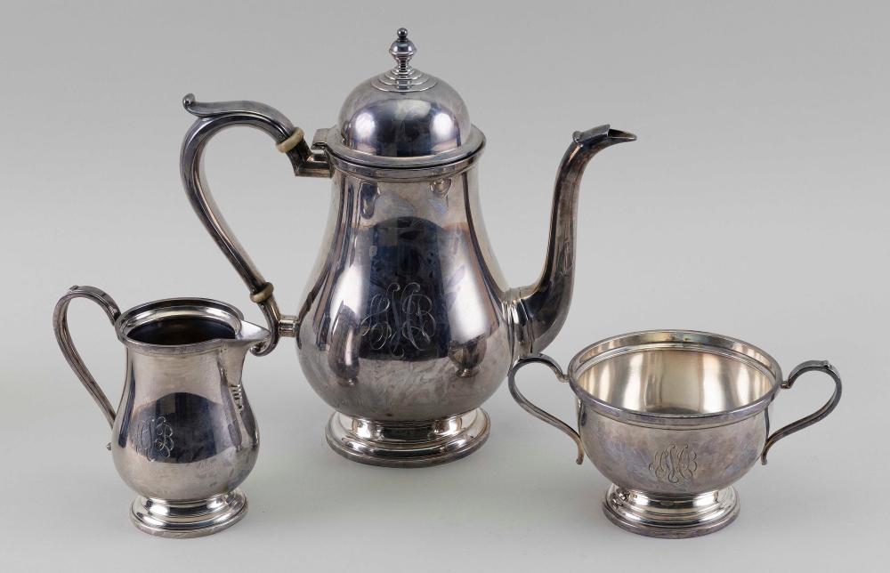 Appraisal: WATSON EXEMPLAR COLONIAL STYLE STERLING SILVER THREE-PIECE TEA SERVICE APPROX