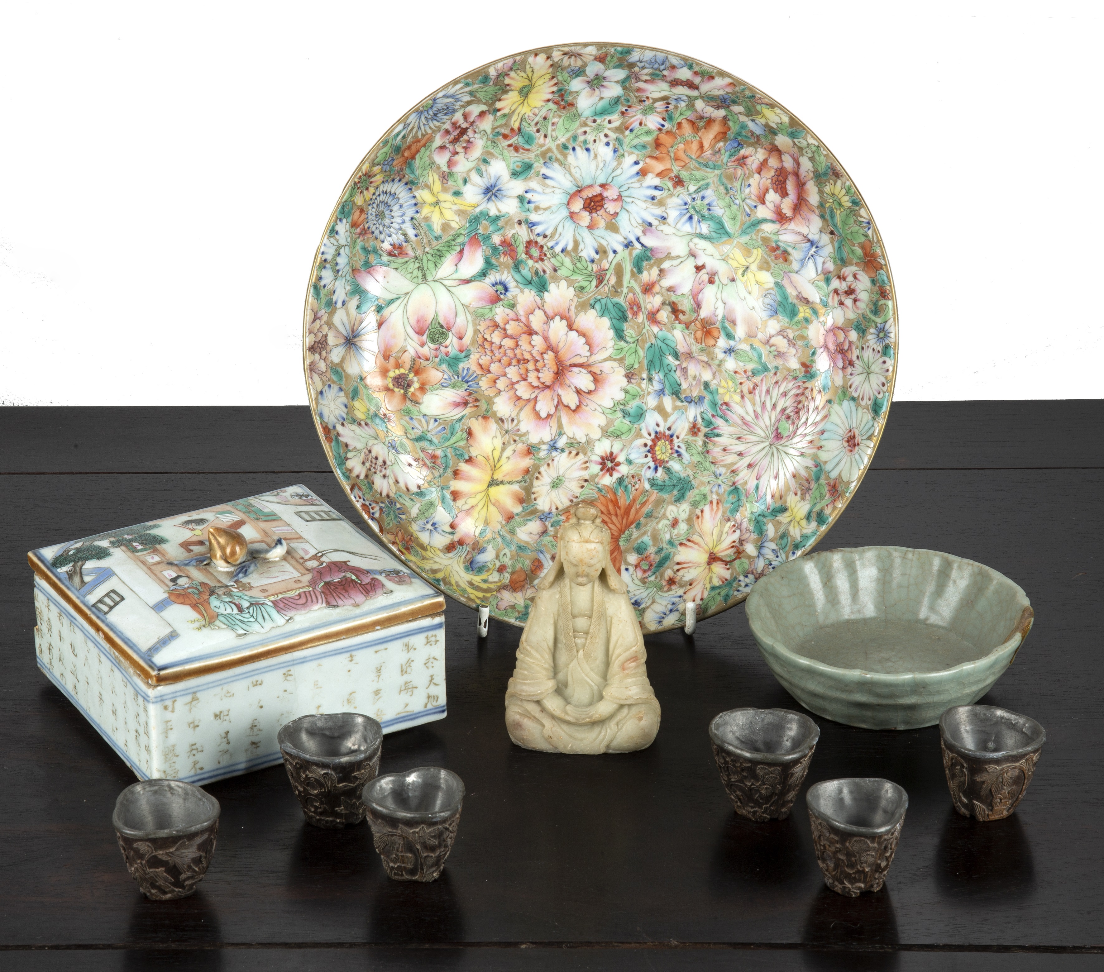 Appraisal: Group of pieces Chinese to include a millefleur dish with